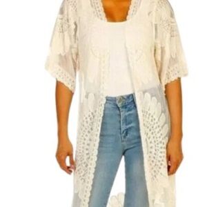 Rebellion Again Sheer Lace Taupe Kimono Cardigan